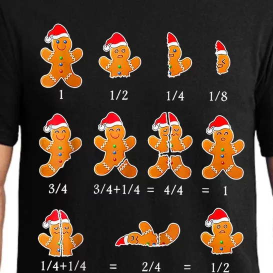 Christmas Math Teacher Fraction Gingerbread Cookie Santa Hat Pajama Set