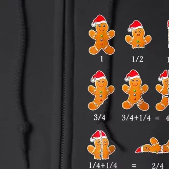 Christmas Math Teacher Fraction Gingerbread Cookie Santa Hat Full Zip Hoodie