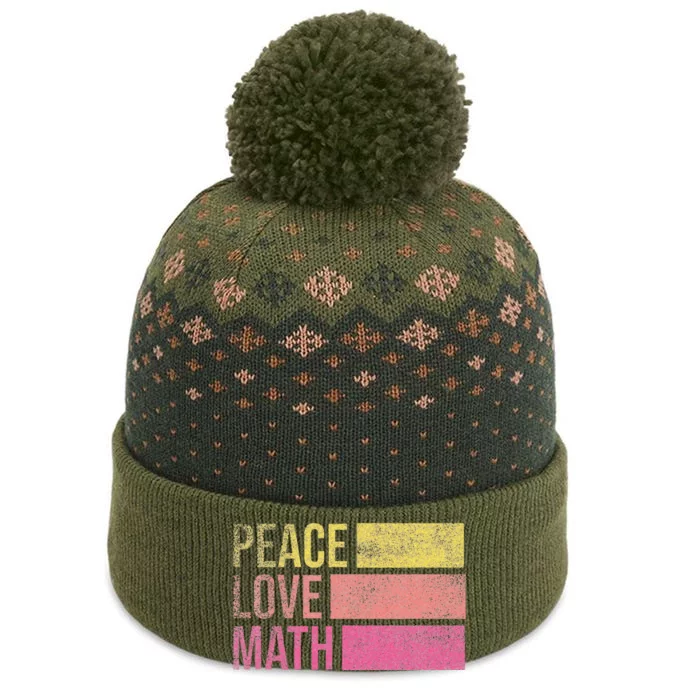 Cute Math Teacher Peace Love Math The Baniff Cuffed Pom Beanie