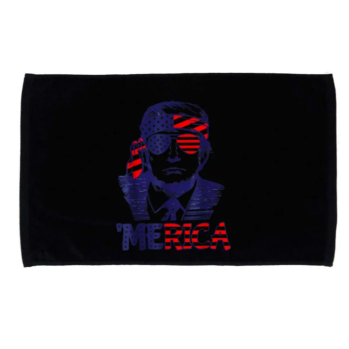 Cool Merica Trump Happy 4th Of July Trump American Flag Gift Microfiber Hand Towel