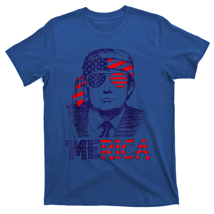 Cool Merica Trump Happy 4th Of July Trump American Flag Gift T-Shirt