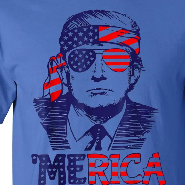 Cool Merica Trump Happy 4th Of July Trump American Flag Gift Tall T-Shirt