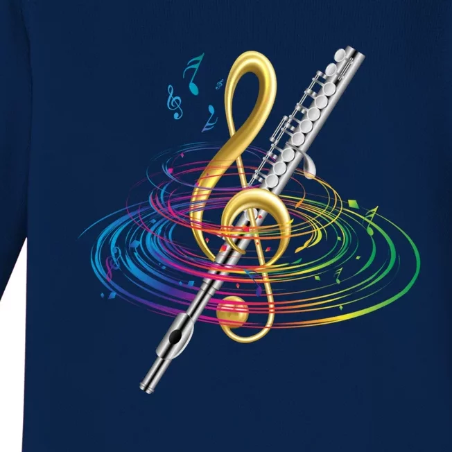 Classical Music Treble Clef Flutist Gift Flute Cute Gift Baby Long Sleeve Bodysuit