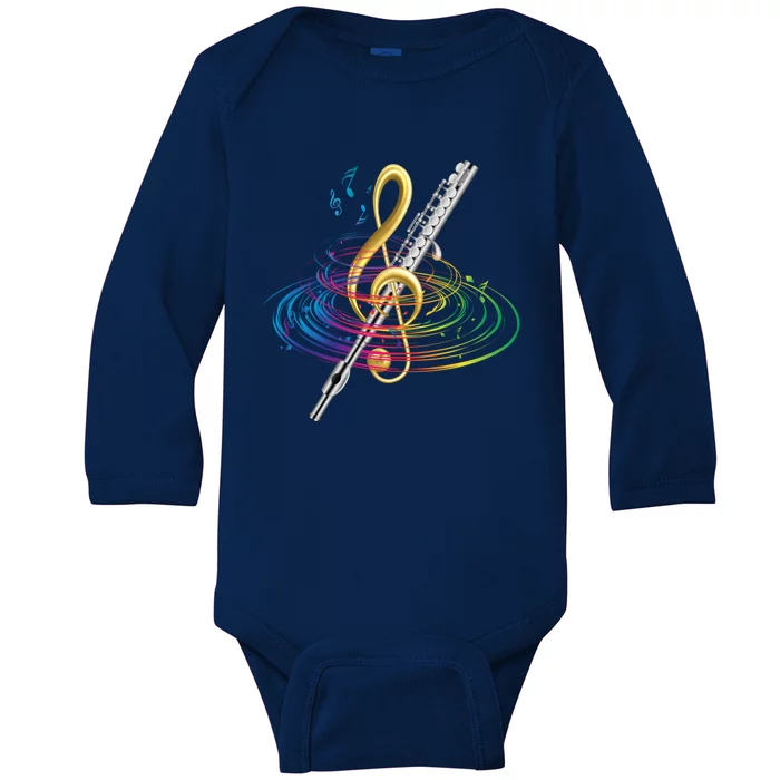 Classical Music Treble Clef Flutist Gift Flute Cute Gift Baby Long Sleeve Bodysuit