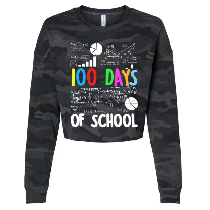 Cute Math Teacher 100 Days Of School Student Maths Class Funny Gift Cropped Pullover Crew