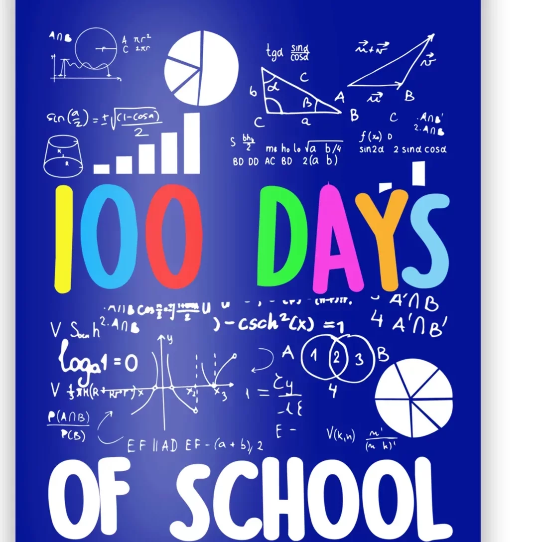 Cute Math Teacher 100 Days Of School Student Maths Class Funny Gift Poster