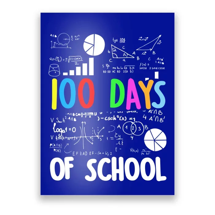 Cute Math Teacher 100 Days Of School Student Maths Class Funny Gift Poster