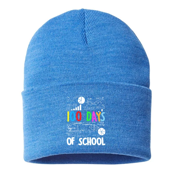 Cute Math Teacher 100 Days Of School Student Maths Class Funny Gift Sustainable Knit Beanie