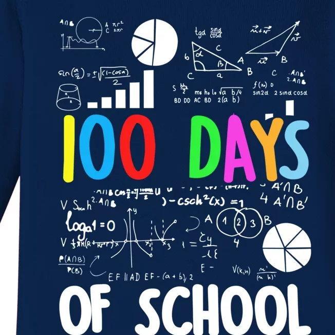 Cute Math Teacher 100 Days Of School Student Maths Class Funny Gift Baby Long Sleeve Bodysuit