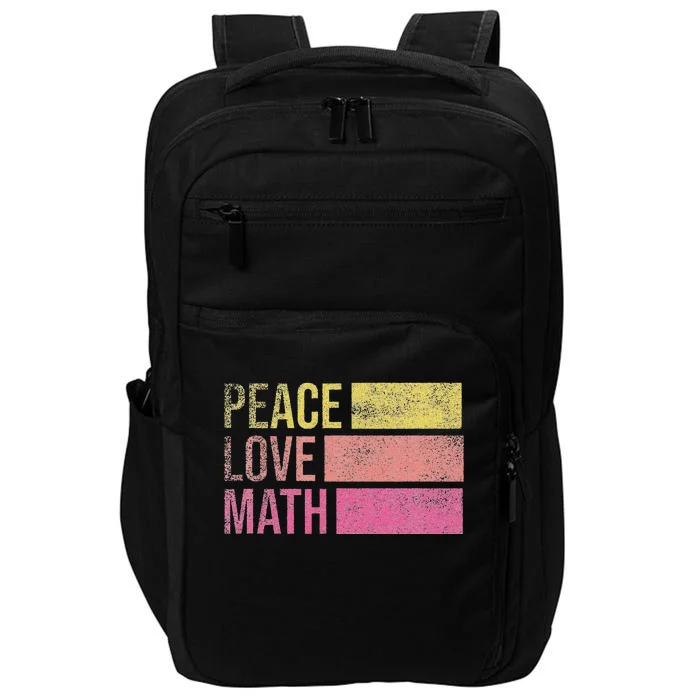 Cute Math Teacher Peace Love Math funny Impact Tech Backpack