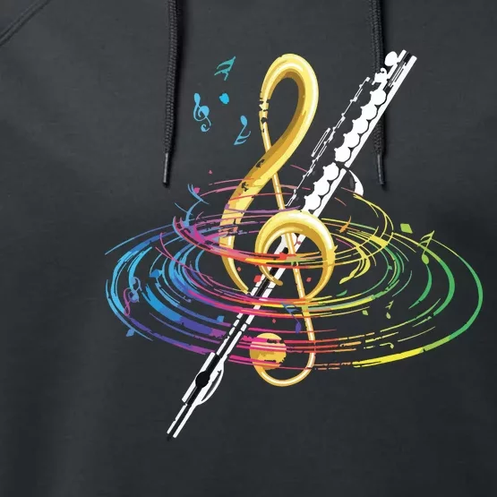 Classical Music Treble Clef Flutist Gift Flute Performance Fleece Hoodie