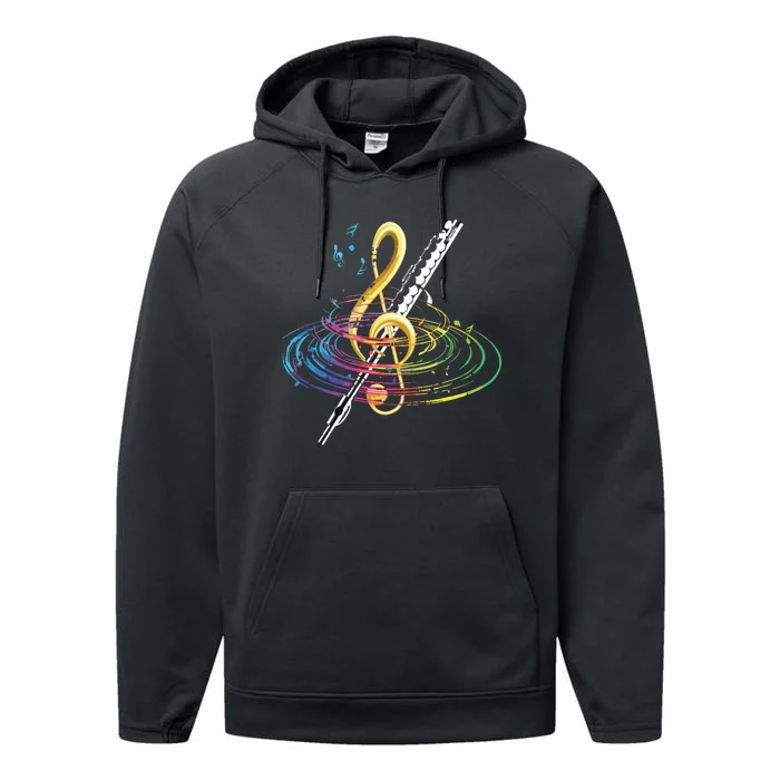 Classical Music Treble Clef Flutist Gift Flute Performance Fleece Hoodie