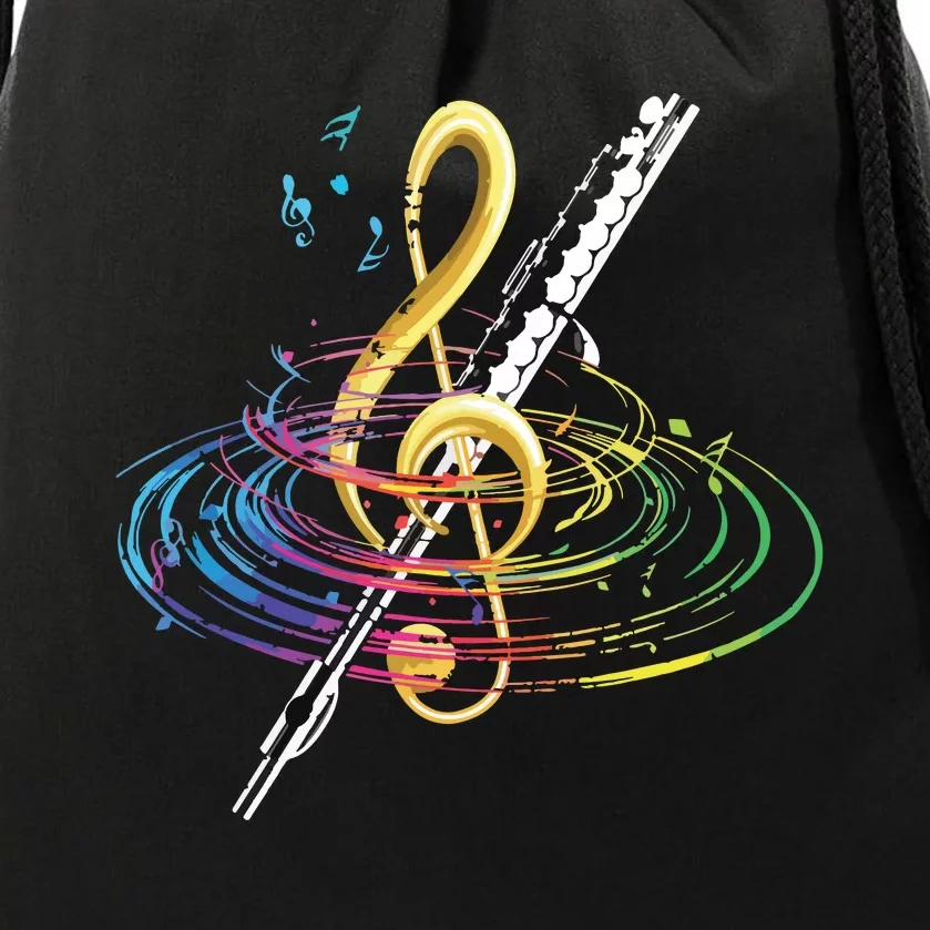 Classical Music Treble Clef Flutist Gift Flute Drawstring Bag