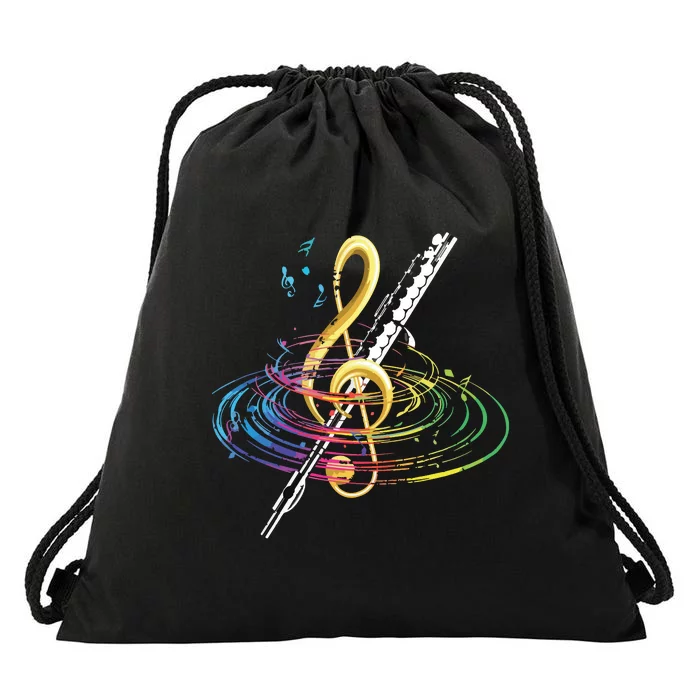 Classical Music Treble Clef Flutist Gift Flute Drawstring Bag