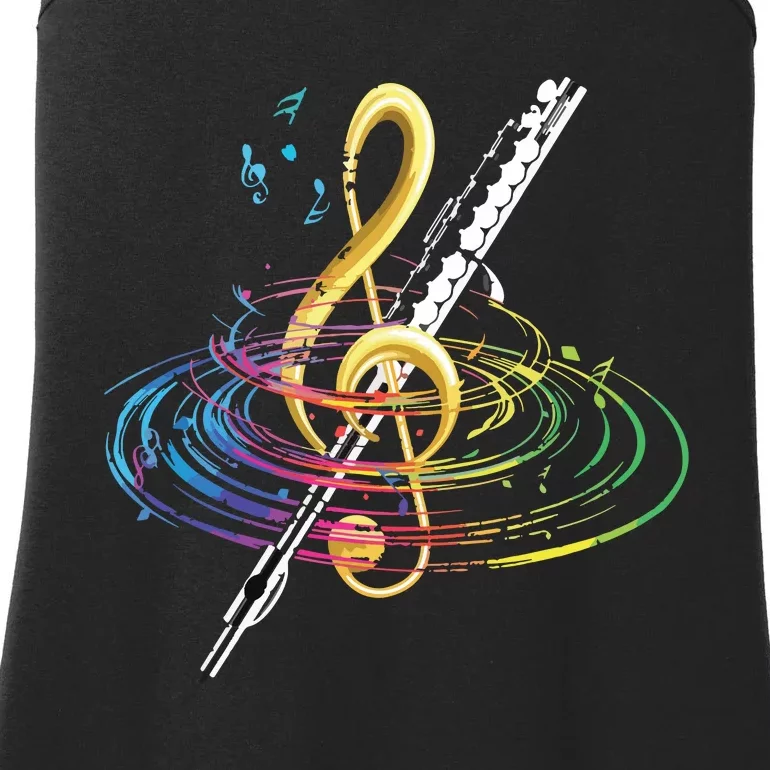 Classical Music Treble Clef Flutist Gift Flute Ladies Essential Tank