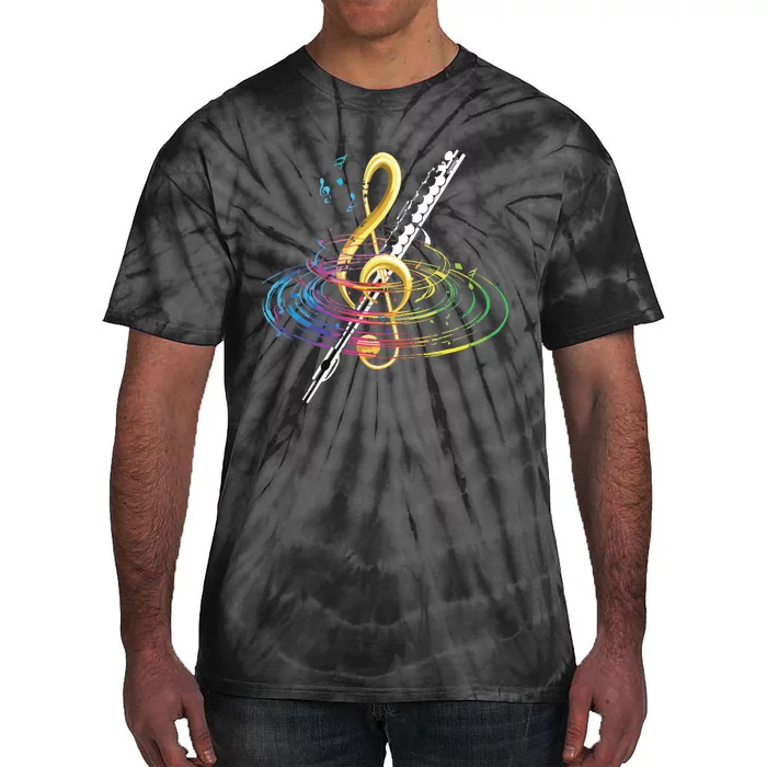 Classical Music Treble Clef Flutist Gift Flute Tie-Dye T-Shirt