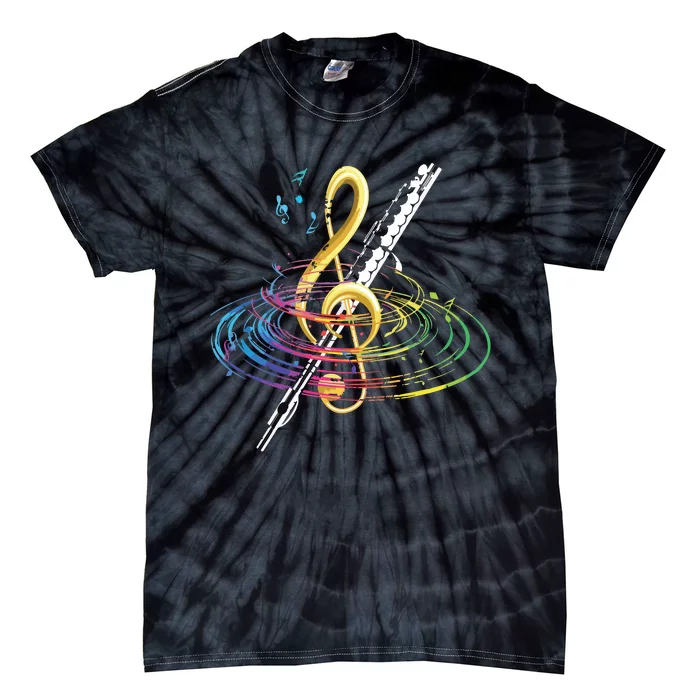 Classical Music Treble Clef Flutist Gift Flute Tie-Dye T-Shirt