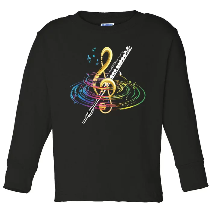 Classical Music Treble Clef Flutist Gift Flute Toddler Long Sleeve Shirt