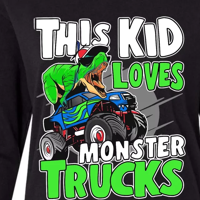 Cute Monster Truck Boys Girls This Loves Monster Trucks Womens Cotton Relaxed Long Sleeve T-Shirt