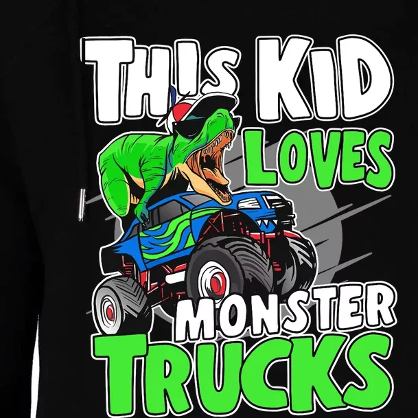 Cute Monster Truck Boys Girls This Loves Monster Trucks Womens Funnel Neck Pullover Hood