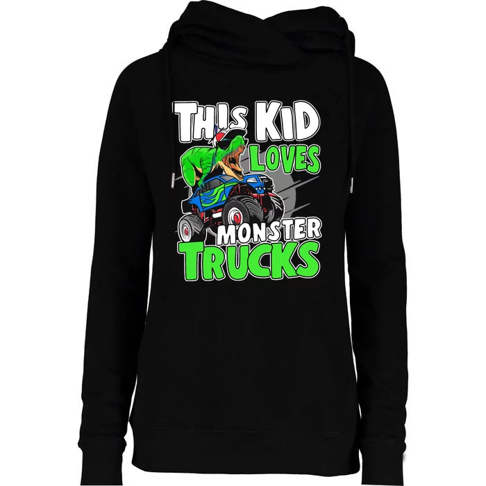 Cute Monster Truck Boys Girls This Loves Monster Trucks Womens Funnel Neck Pullover Hood