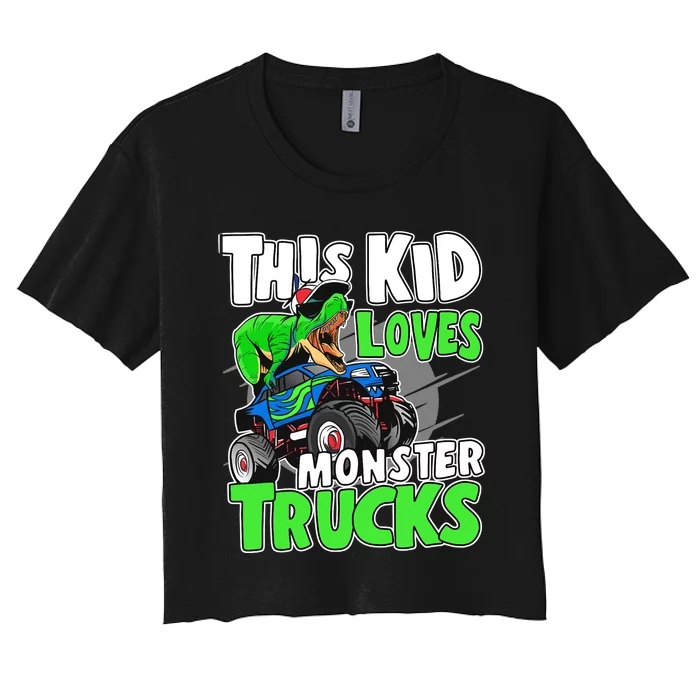 Cute Monster Truck Boys Girls This Loves Monster Trucks Women's Crop Top Tee