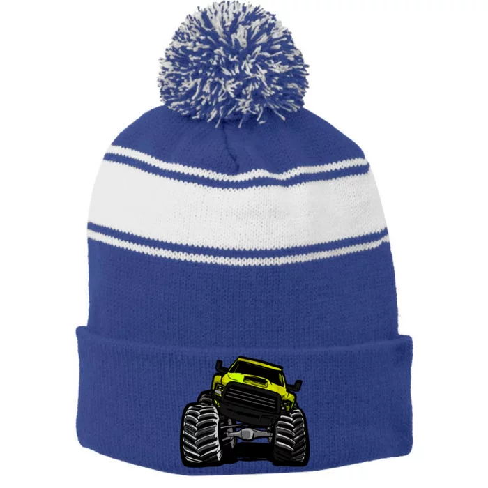 Cool Monster Truck For Big Boys Gift Stripe Pom Pom Beanie