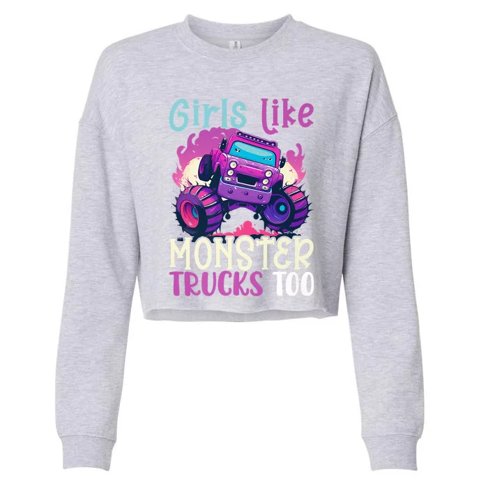 Cute Monster Truck Like Monster Trucks Too Cute Cropped Pullover Crew