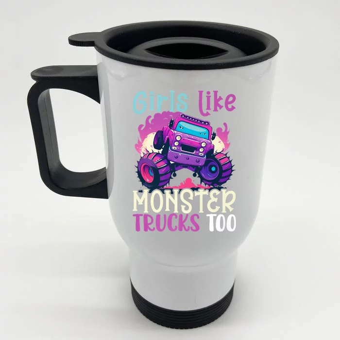 Cute Monster Truck Like Monster Trucks Too Cute Front & Back Stainless Steel Travel Mug