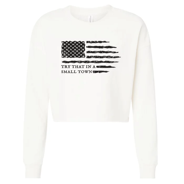 Country Music Us Flag Cropped Pullover Crew