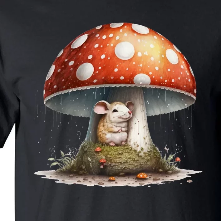 Cute Mouse Under A Mushroom In The Rain Tall T-Shirt