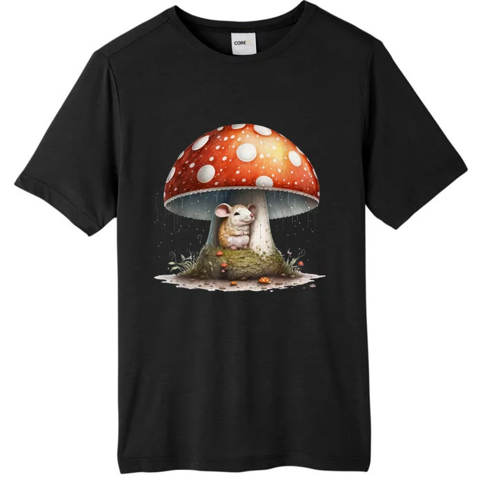 Cute Mouse Under A Mushroom In The Rain ChromaSoft Performance T-Shirt