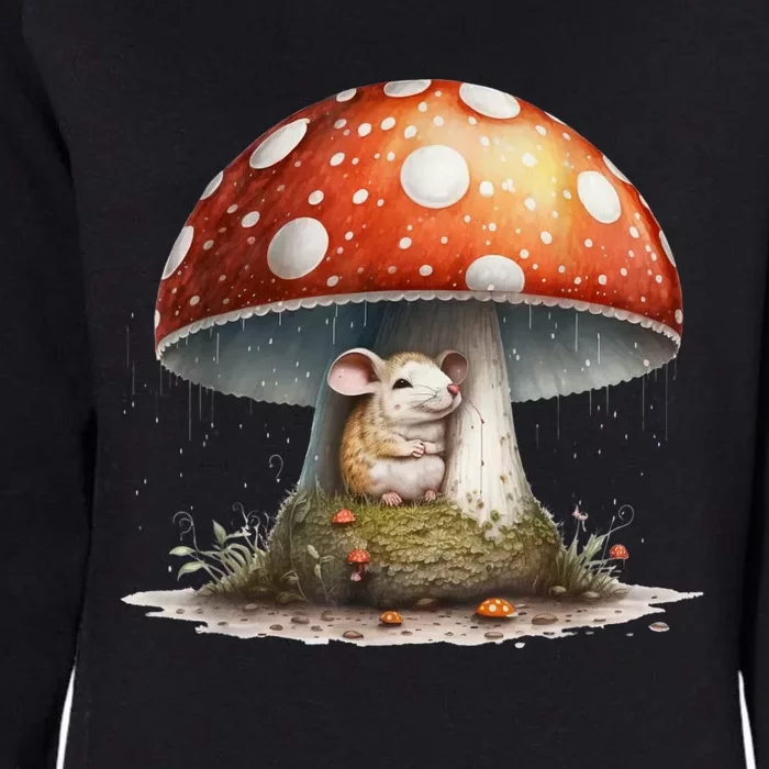 Cute Mouse Under A Mushroom In The Rain Womens California Wash Sweatshirt