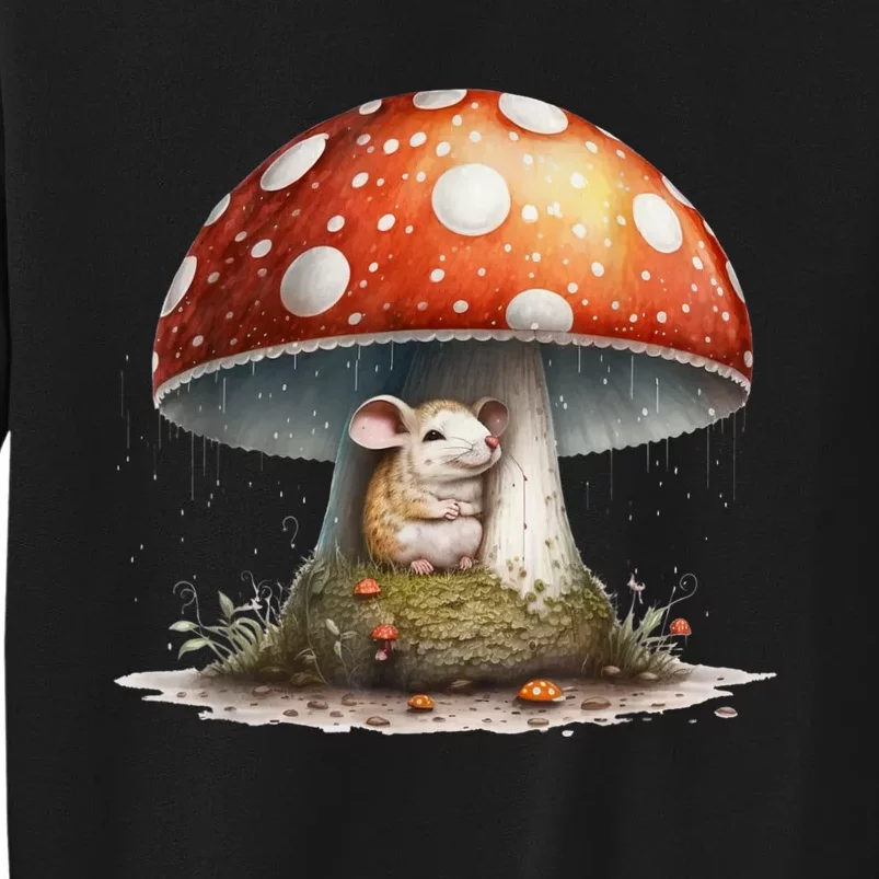 Cute Mouse Under A Mushroom In The Rain Tall Sweatshirt