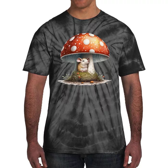 Cute Mouse Under A Mushroom In The Rain Tie-Dye T-Shirt