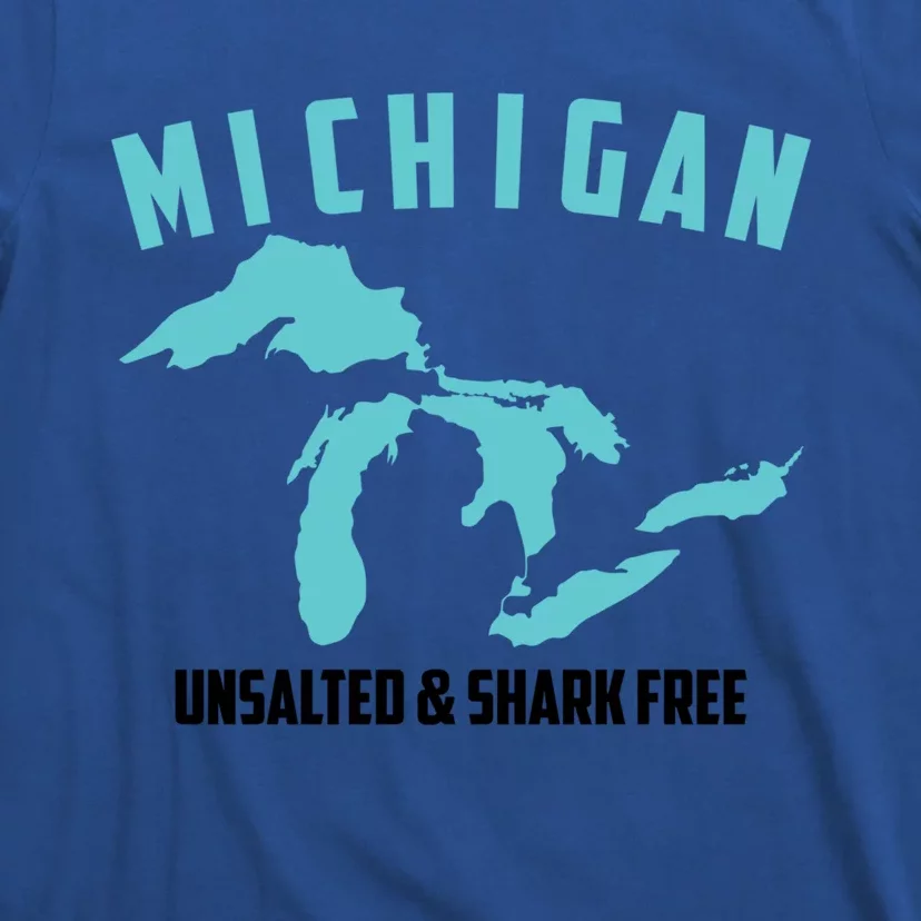 Cool Michigan Unsalted And Shark Free Funny Fisher Gift T-Shirt