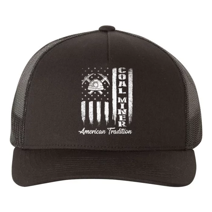 Coal Miner Usa Flag Patriotic Underground Mining Laborer Yupoong Adult 5-Panel Trucker Hat