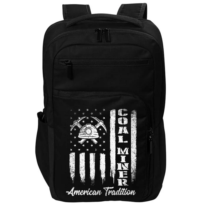 Coal Miner Usa Flag Patriotic Underground Mining Laborer Impact Tech Backpack