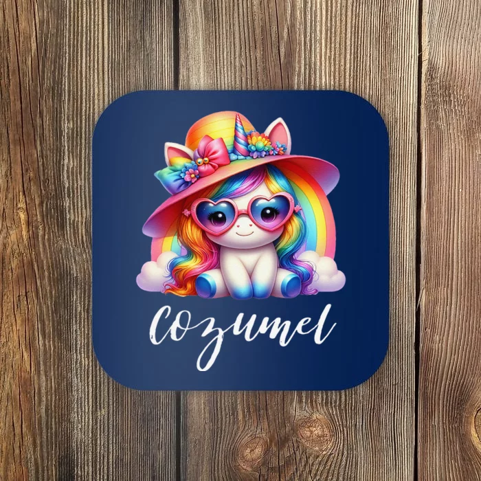 Cozumel Mexico Unicorn Vacation Beach Trip Girl Coaster