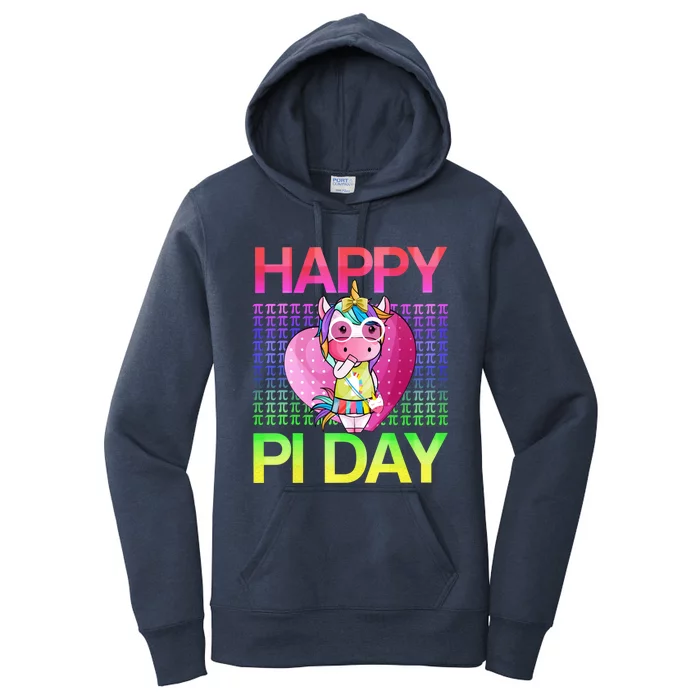 Cute Math Unicorn Cute Gift Happy Pi Day 3 14 Gift Women's Pullover Hoodie