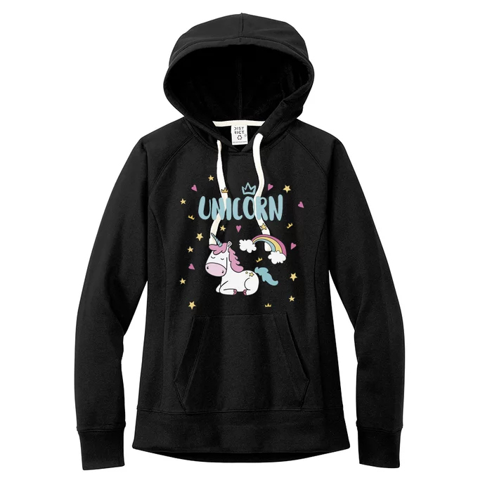 Cute Magical Unicorn Rainbow Women's Fleece Hoodie