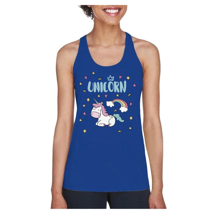 Cute Magical Unicorn Rainbow Women's Racerback Tank