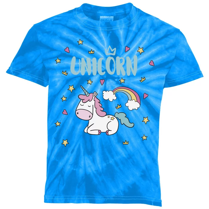 Cute Magical Unicorn Rainbow Kids Tie-Dye T-Shirt