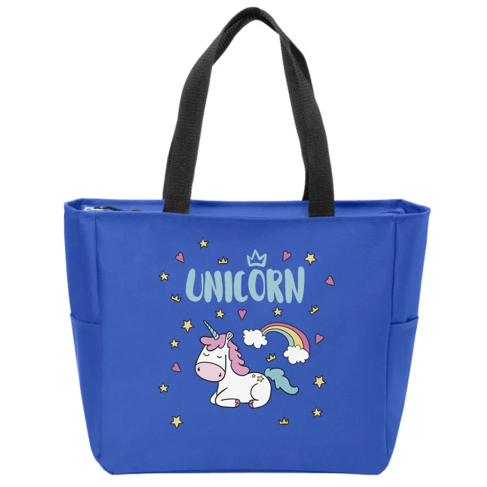 Cute Magical Unicorn Rainbow Zip Tote Bag