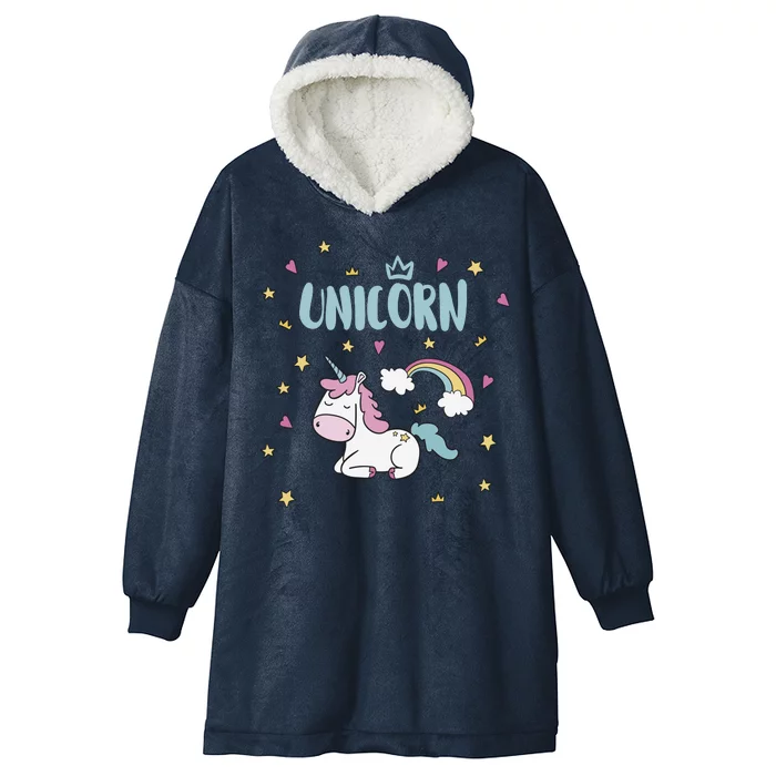 Cute Magical Unicorn Rainbow Hooded Wearable Blanket