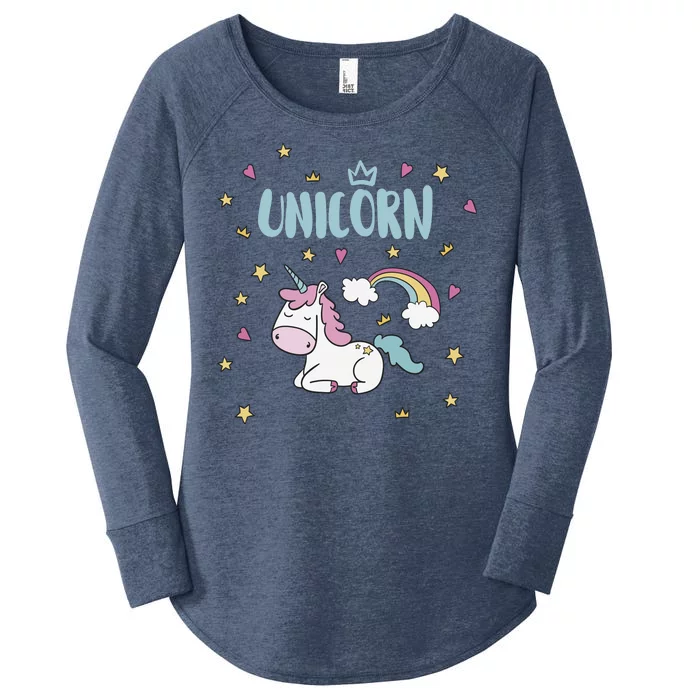 Cute Magical Unicorn Rainbow Women's Perfect Tri Tunic Long Sleeve Shirt