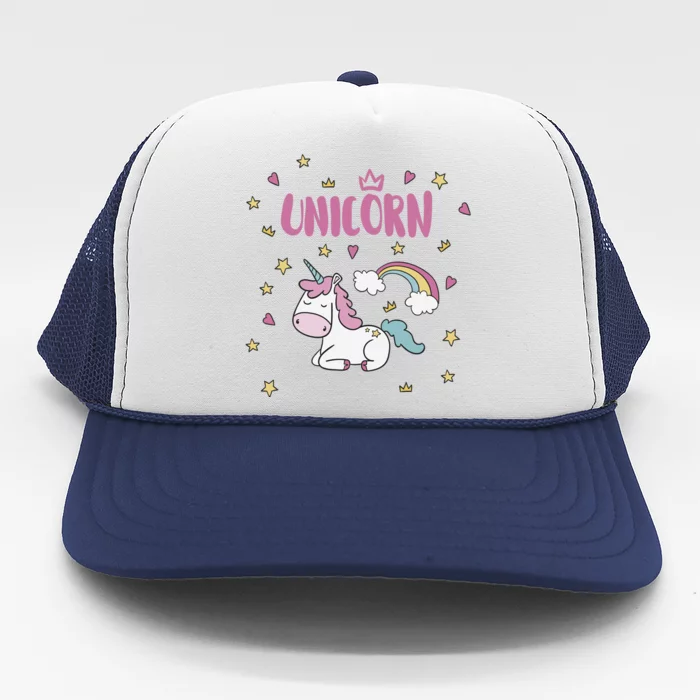 Cute Magical Unicorn Rainbow Trucker Hat