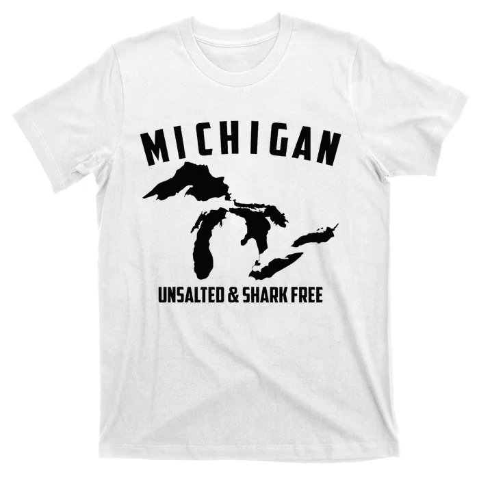 Cool Michigan Unsalted & Shark Free Funny Fishermen Gift T-Shirt