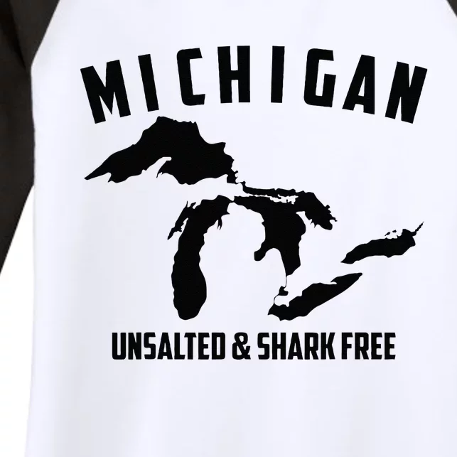 Cool Michigan Unsalted & Shark Free Funny Fishermen Gift Women's Tri-Blend 3/4-Sleeve Raglan Shirt