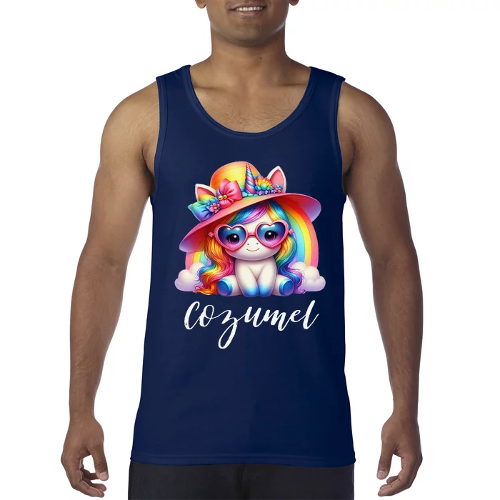 Cozumel Mexico Unicorn Vacation Beach Trip Girl Tank Top